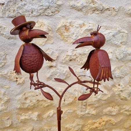 Pluviómetro decorativo motivo cuervos color óxido 127 cm 39,90 € LEZARD DU JARDIN