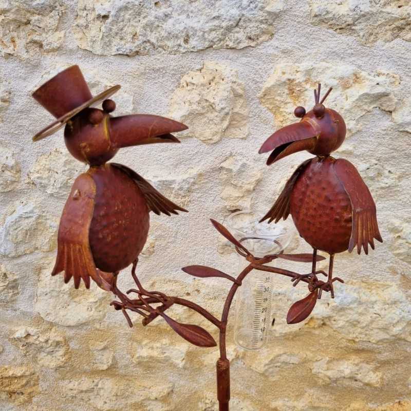 Pluviómetro decorativo motivo cuervos color óxido 127 cm 39,90 € LEZARD DU JARDIN