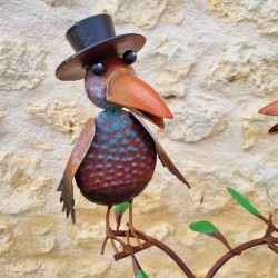 Pluviómetro decorativo cuervos coloridos 127 cm embudo de vidrio graduado decoración de jardín metal 39,90 € LEZARD DU JARDIN