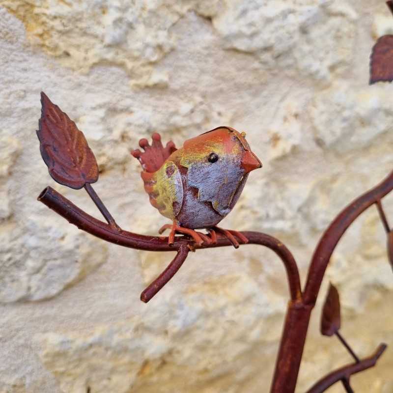 Vogelbad op gekleurde metalen pin, voederbak H127 cm