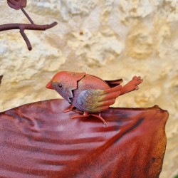 Vogelbad op gekleurde metalen pin, voederbak H127 cm