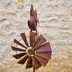 Pic, decoratieve tuinwindmolen van ijzer met haanmotief en roestlook 54,90 € LEZARD DU JARDIN