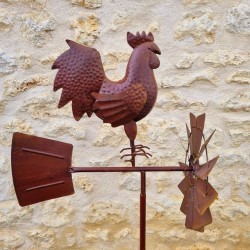 Pic, decoratieve tuinwindmolen van ijzer met haanmotief en roestlook 54,90 € LEZARD DU JARDIN