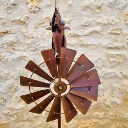 Pic, decoratieve tuinwindmolen van ijzer met uilenmotief, roestlook 54,90 € LEZARD DU JARDIN