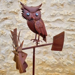 Pic, decoratieve tuinwindmolen van ijzer met uilenmotief, roestlook 54,90 € LEZARD DU JARDIN