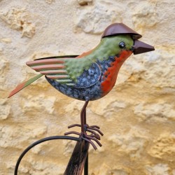 Balansgewicht, metalen en glazen vogelstok met hoed