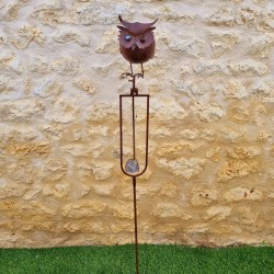 Balansgewicht, ronde metalen tuinpin met uil