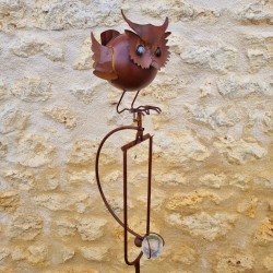 Balansgewicht, ronde metalen tuinpin met uil