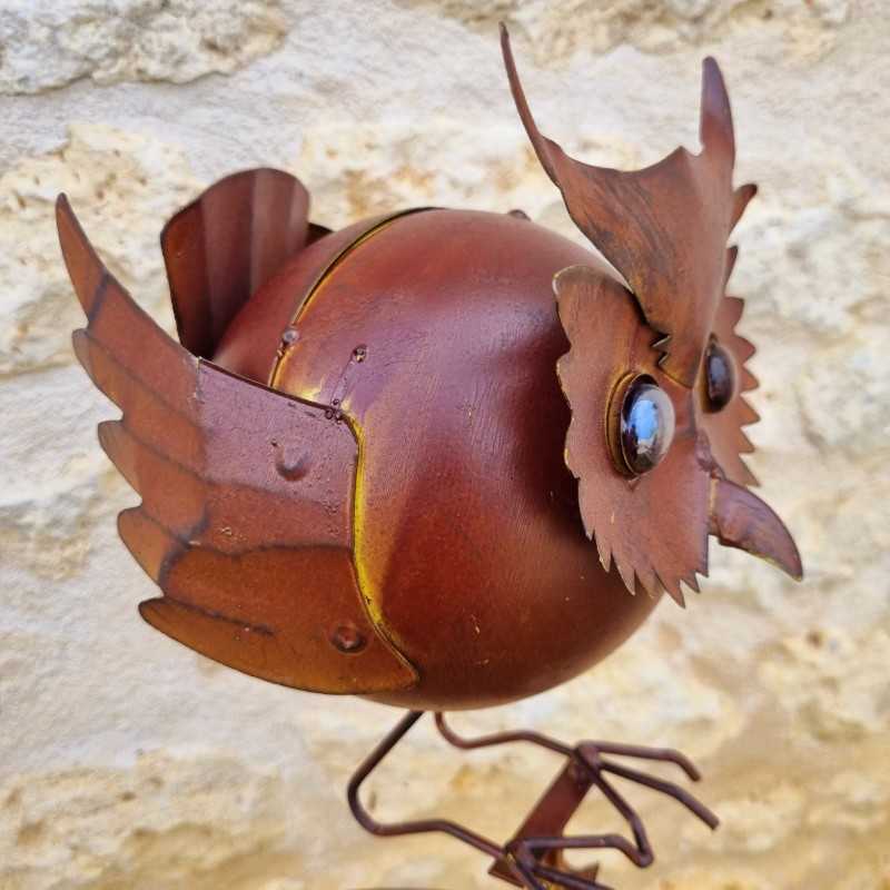 Balansgewicht, ronde metalen tuinpin met uil
