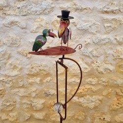 Tuinmobiel Balans op Pin Motieven Twee Raven op een Blad van IJzer en Glas 15x30x158cm