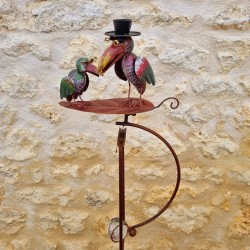 Tuinmobiel Balans op Pin Motieven Twee Raven op een Blad van IJzer en Glas 15x30x158cm