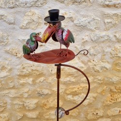 Tuinmobiel Balans op Pin Motieven Twee Raven op een Blad van IJzer en Glas 15x30x158cm