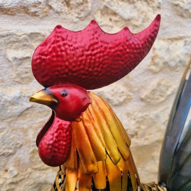 Ijzeren haan in twee maten, verkrijgbaar in goudkleur, grijs, oranje en rood