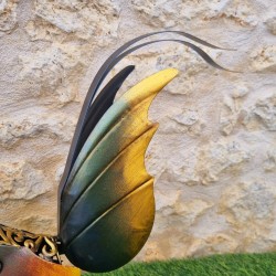 Ijzeren haan in twee maten, verkrijgbaar in goudkleur, grijs, oranje en rood