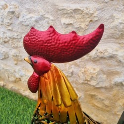 Ijzeren haan in twee maten, verkrijgbaar in goudkleur, grijs, oranje en rood