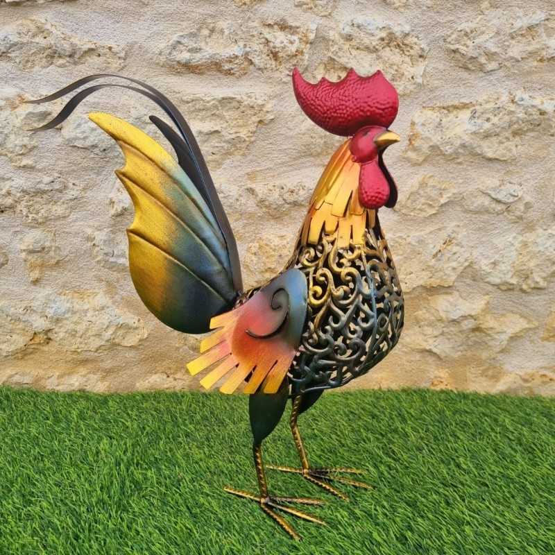 Ijzeren haan in twee maten, verkrijgbaar in goudkleur, grijs, oranje en rood