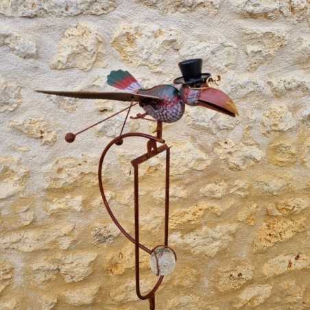 Balancín de hierro pájaro colorido grandes alas que se mueve con el viento 44,90 € LEZARD DU JARDIN