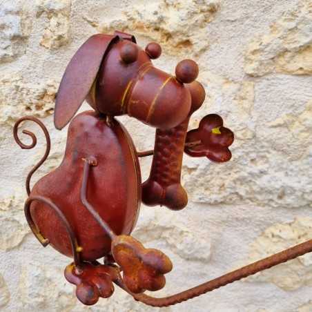 Tuinmobiel van ijzer met honden- en botmotief, decoratief, 156 cm, gedetailleerde weergave van de honden