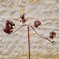 Metalen tuinmobiel met honden- en botmotief, decoratief, 156 cm, volledige weergave