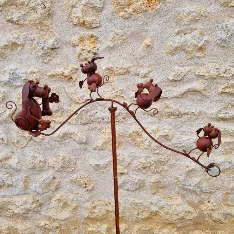 Metalen tuinmobiel met honden- en botmotief, decoratief, 156 cm, volledige weergave