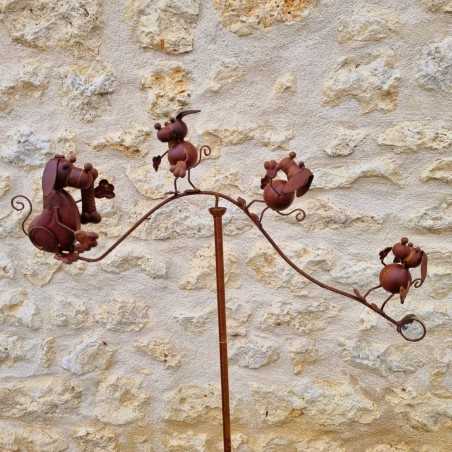 Metalen tuinmobiel met honden- en botmotief, decoratief, 156 cm, volledige weergave