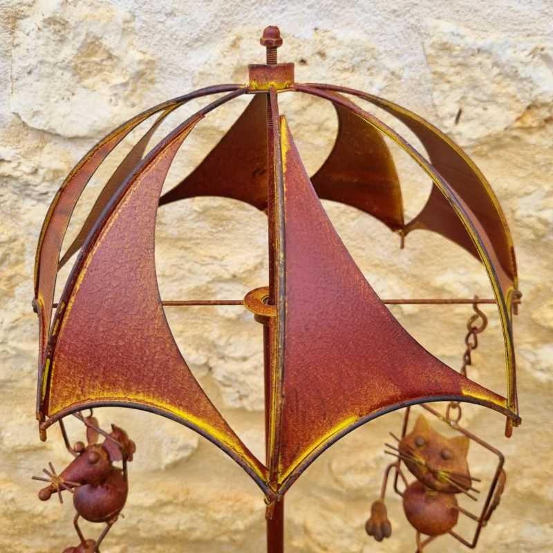 Pic de Jardin Décoratif - Móvil Molino Decorativo de Jardín en Hierro Gato y Ratón | Lagarto del Jardín