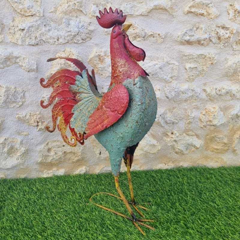 Haan van rood en blauw ijzer