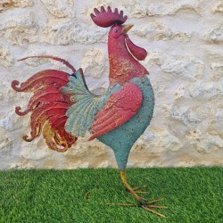 Haan van rood en blauw ijzer