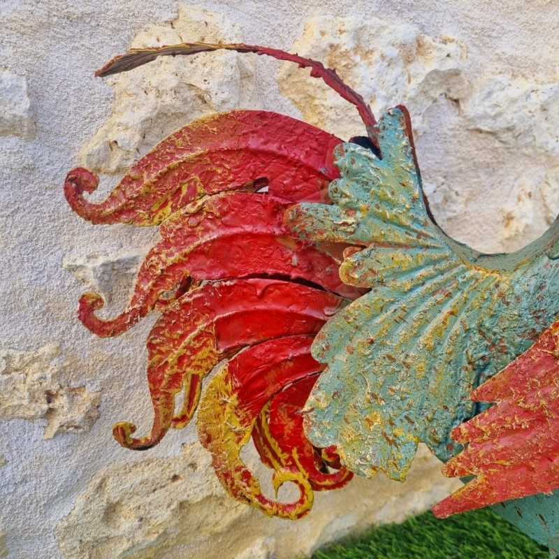 Haan van rood en blauw ijzer