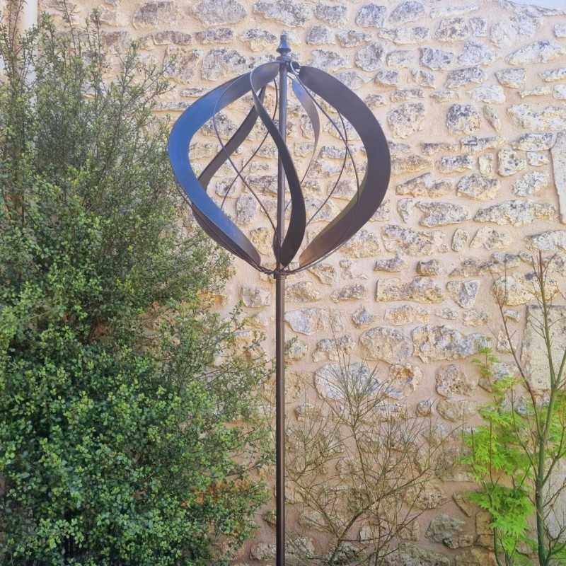 Decoratieve tuinwindmolen Châteaudun | Windmolen van gepatineerd bruin metaal