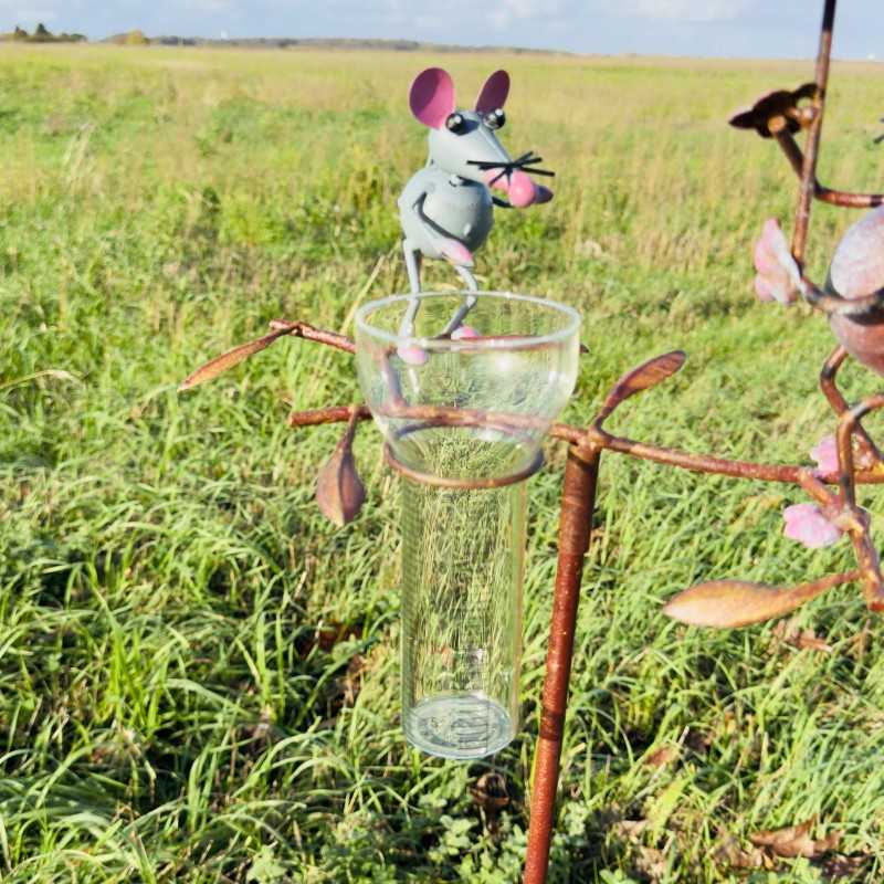 Pluviómetro decorativo de jardín colorido con motivo de gato y ratón 39,90 € LEZARD DU JARDIN