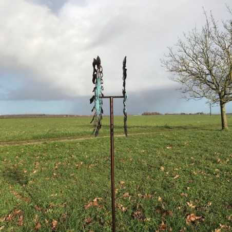 Decoratieve tuinwindmolen van ijzer 213x60x27 Model Budos zijaanzicht