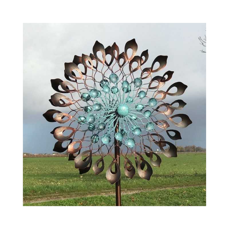 Decoratieve tuinwindmolen van ijzer 213x60x27 Model Budos metalen tuinmolen tuinornament