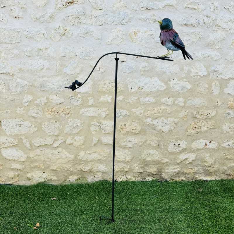 Kleurrijke metalen tuinmobiel met vogel H133