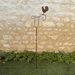 Decoratieve tuinwindmolen regenmeter haan van gepatineerd metaal – 132 cm – Gegradueerd glas 35 mm – Lézard du Jardin