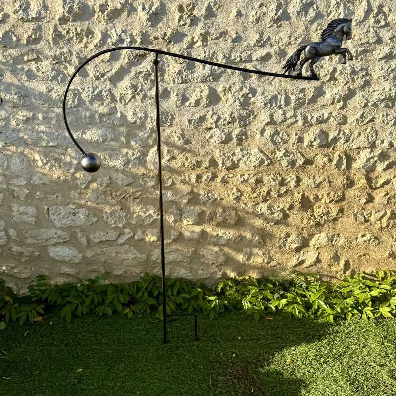 Roestvrijstalen tuinmobiel steigerend paard – 160 cm – Design paardensculptuur – Lézard du Jardin