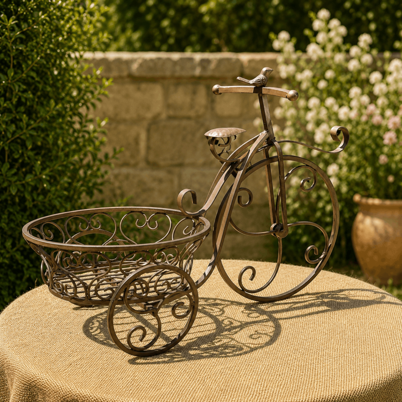 Porte-plante tricycle en métal – Une décoration de jardin pleine de charme vintage