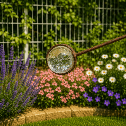 Mobile de jardin « Dame au parapluie rose » – Balancier décoratif en métal