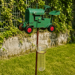 Pluviomètre décoratif tracteur vert – Une touche champêtre pour mesurer la pluie
