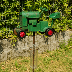 Pluviomètre décoratif tracteur vert – Une touche champêtre pour mesurer la pluie