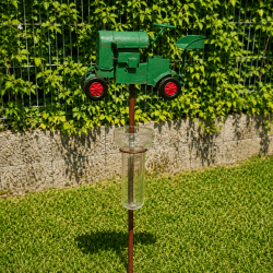Pluviomètre décoratif tracteur vert – Une touche champêtre pour mesurer la pluie