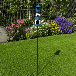 Pic décoratif phare bleu et blanc – Une touche marine élégante pour le jardin