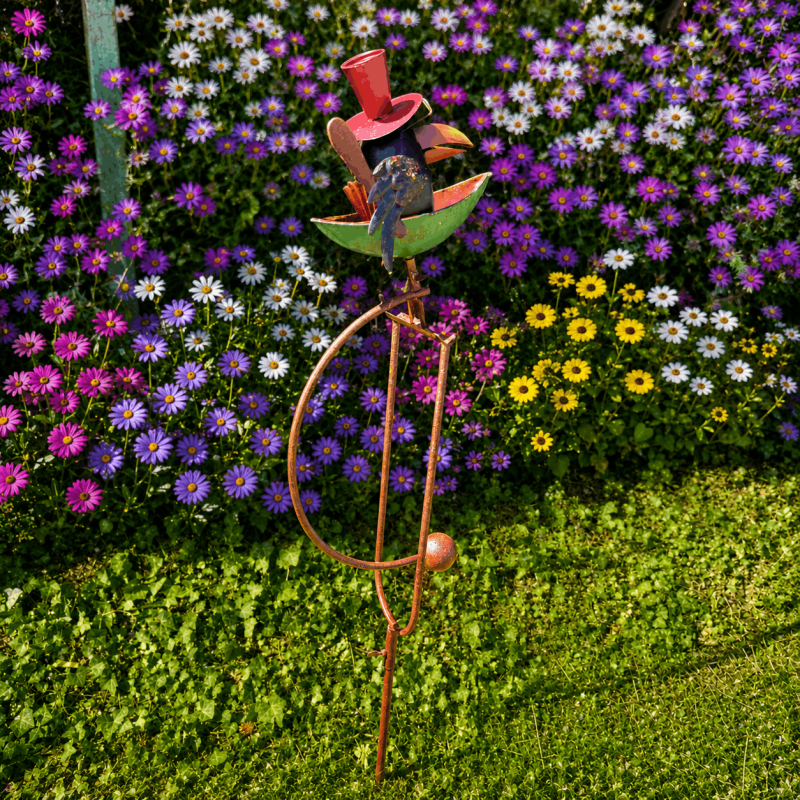 Mobile de jardin à balancier Corbeau Steampunk – Décoration de jardin en métal