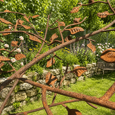 Arbre décoratif en métal rouillé – Sculpture de jardin XXL – H. 240 cm