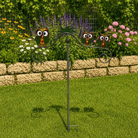 Mobile de jardin chouette – Décoration à balancier en métal coloré