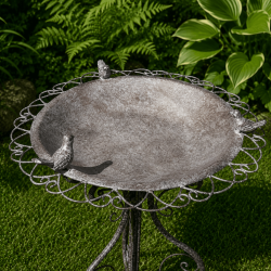 Baño para pájaros decorativo de metal – Ø40 cm – Lagarto del Jardín